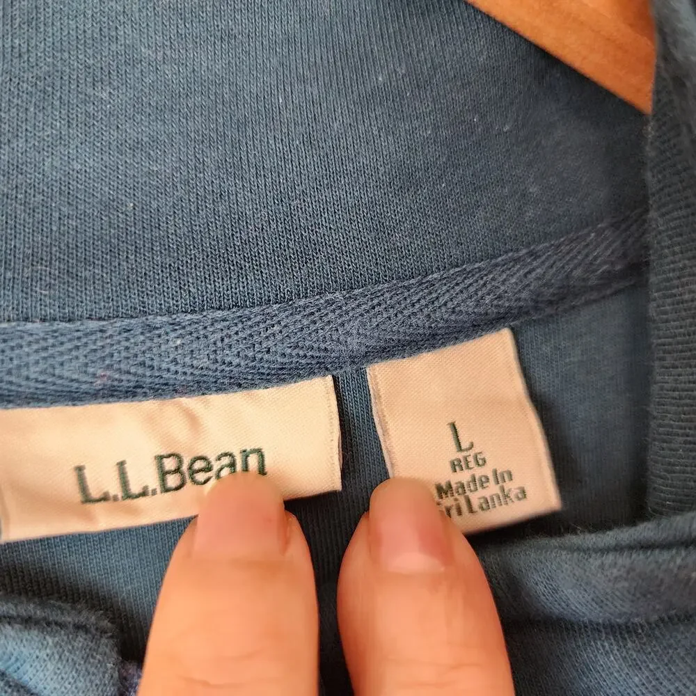 L.L. Bean Quilted 1/4 Zip Sweatshirt Teal Pullover Sweater Women's Large - Picture 6 of 7